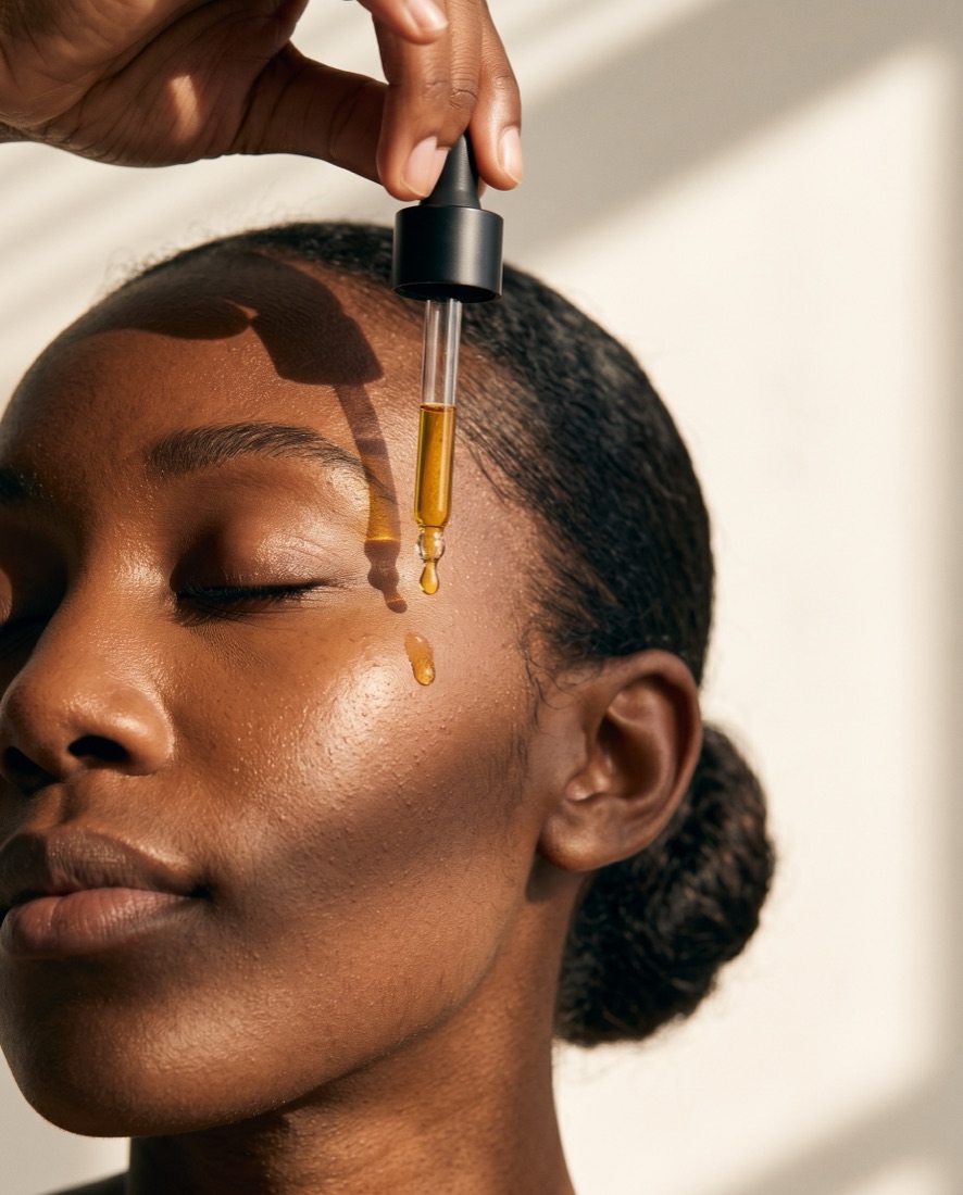 Oil on a cheekbone, Black woman